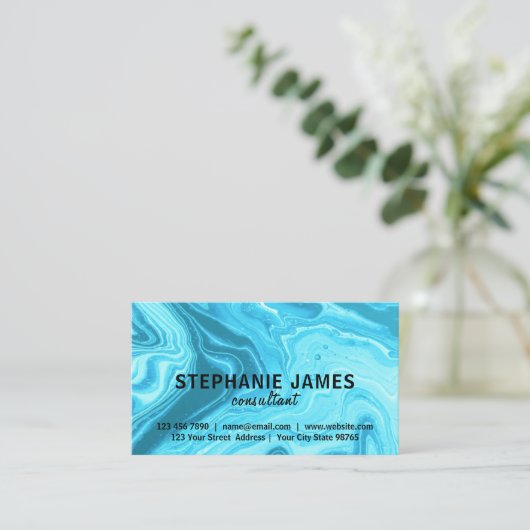 モダンティール（緑がかった色）アートフルード大理石絵を描プロフェッショナル 名刺 (スタンド正面)