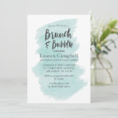 モダンティール(緑がかった色)ウォーターの色ブランチと泡立ち 招待状 (スタンド正面)