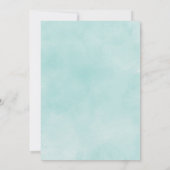 モダンティール(緑がかった色)ウォーターの色ブランチと泡立ち 招待状 (裏面)