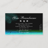 モダンティール(緑がかった色)ウォーターカラーパーム葉イニシャル 名刺 (裏面)