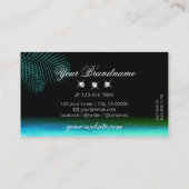 モダンティール(緑がかった色)ウォーターカラーパーム葉ズジュエルスタイリッシュズ 名刺 (裏面)