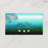 モダンティール(緑がかった色)ウォーターカラーパーム葉ズジュエルスタイリッシュズ 名刺 (正面)