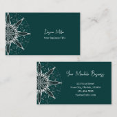 モダンティール(緑がかった色)エレガントグリーンホワイトボヘミアンマンダラ 名刺 (正面/裏面)