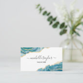 モダンティール（緑がかった色）エレガントメイクアップアーティスト美しいサロン 名刺 (スタンド正面)