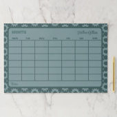 モダンティール（緑がかった色）カスタム月カレンダー ペーパーパッド (インサイチュ)