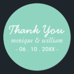 モダンティール(緑がかった色)キュラシッ結婚ク ラウンドシール<br><div class="desc">シンプル。モダン.エレガント.スタンドアウト結婚のシール、ティール(緑がかった色)に対する白い文字。</div>