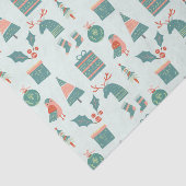 モダンティール（緑がかった色）クリスマスアイコンのパターン 薄葉紙 (詳細)