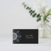 モダンティール（緑がかった色）グエレガントリーンブラックボヘミアンマンダラ 名刺 (スタンド正面)