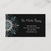 モダンティール（緑がかった色）グエレガントリーンブラックボヘミアンマンダラ 名刺 (裏面)