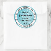 モダンティール（緑がかった色）グリッターきらめく星の製品ラベル ラウンドシール (バッグ)