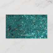 モダンティール(緑がかった色)グリッター写真テンプレート保険募集人 名刺 (裏面)