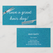 モダンティール（緑がかった色）グリッター美容師名刺 名刺 (正面/裏面)