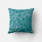 モダンティール(緑がかった色)グリーンフローラ植物単図 クッション (裏面)