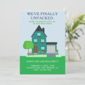 モダンティール(緑がかった色)グリーンホーム引っ越し祝いパーティーパーティー招待状 招待状 (スタンド正面)