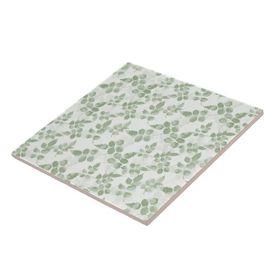 モダンティール(緑がかった色)グリーンボ葉タニカルパターン タイル (側面)