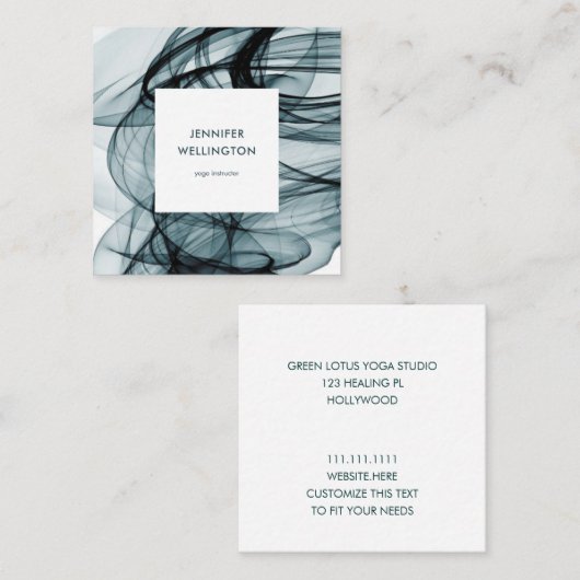 モダンティール(緑がかった色)グリーン抽象芸術絵画の流れ スクエア名刺 (正面/裏面)