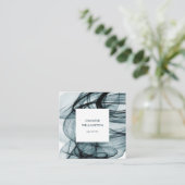 モダンティール(緑がかった色)グリーン抽象芸術絵画の流れ スクエア名刺 (スタンド正面)