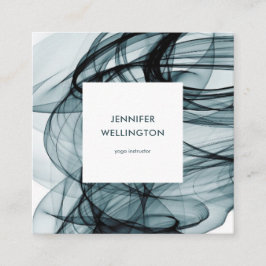 モダンティール（緑がかった色）グリーン抽象芸術絵画の流れ スクエア名刺