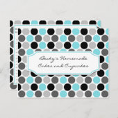 モダンティール(緑がかった色)グレー黒丸レシピカード ポストカード (正面/裏面)
