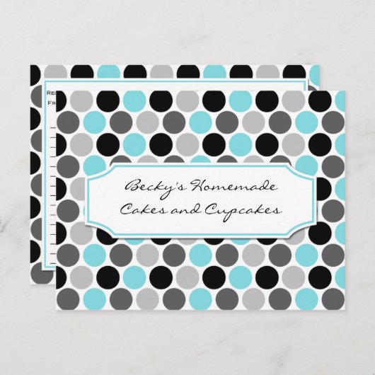 モダンティール（緑がかった色）グレー黒丸レシピカード ポストカード (正面/裏面)