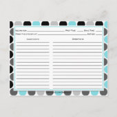 モダンティール(緑がかった色)グレー黒丸レシピカード ポストカード (裏面)