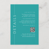 モダンティール（緑がかった色）シンプルの結婚詳細QRコードの挿入 エンクロージャーカード (正面)