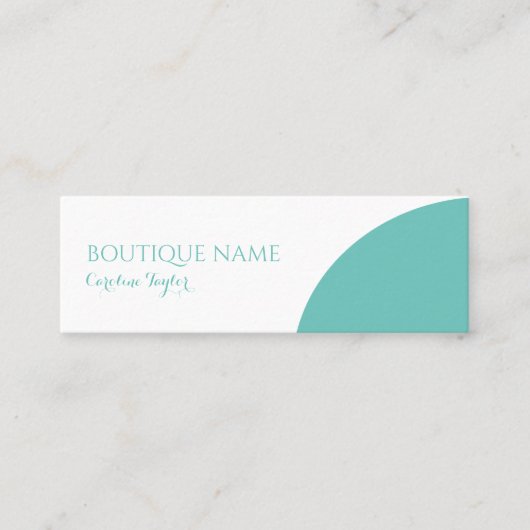 モダンティール(緑がかった色)シンプルライトカラーブロックブティック スキニー名刺 (正面)