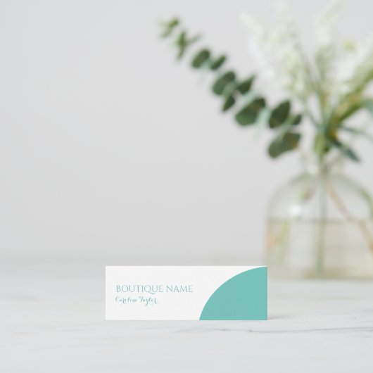 モダンティール(緑がかった色)シンプルライトカラーブロックブティック スキニー名刺 (スタンド正面)