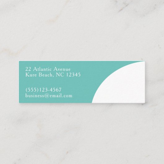 モダンティール（緑がかった色）シンプルライトカラーブロックブティック スキニー名刺 (裏面)