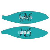 モダンティール（緑がかった色）スクリプトのモノグラム名 バスケットボール (パネル)