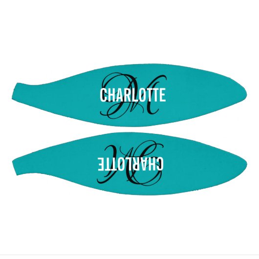 モダンティール(緑がかった色)スクリプトのモノグラム名 ミニバスケットボール (パネル)