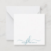 モダンティール（緑がかった色）スクリプトモノグラムミニマリスト ノートカード (正面)