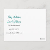 モダンティール（緑がかった色）スクリプト結婚式Date写真を保存 ポストカード (裏面)