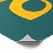 モダンティール（緑がかった色）スタイリッシュマリゴールドマスタード抽象芸術 ポスター (角)