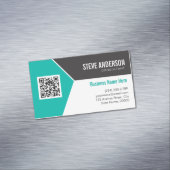 モダンティール(緑がかった色)ターコイズ企業のQRコードロゴ マグネット名刺 (インサイチュ)