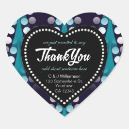 モダンティール（緑がかった色）ドットサンキューハート ハートシール