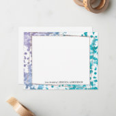 モダンティール(緑がかった色)ネイビー青金ゴールド抽象芸術水色 ノートカード (正面/裏面インサイチュ)