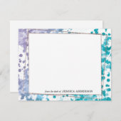 モダンティール(緑がかった色)ネイビー青金ゴールド抽象芸術水色 ノートカード (正面/裏面)