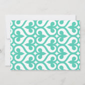 モダンティール(緑がかった色)ハート(紋章の)フラ・ダ・リ結婚式招待状 招待状 (裏面)