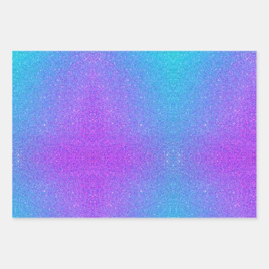 モダンティール（緑がかった色）パープルフェイクグリッター誕生日 ラッピングペーパーシート (正面3)