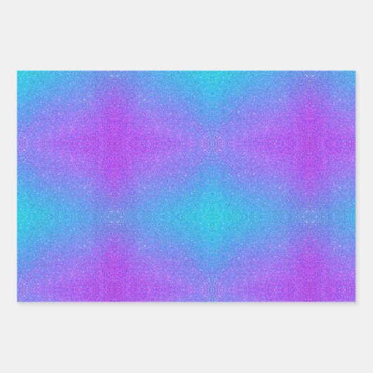 モダンティール(緑がかった色)パープルフェイクグリッター誕生日 ラッピングペーパーシート (正面2)