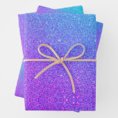 モダンティール（緑がかった色）パープルフェイクグリッター誕生日 ラッピングペーパーシート (インサイチュ)