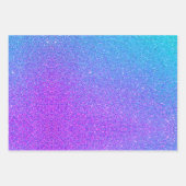 モダンティール(緑がかった色)パープルフェイクグリッター誕生日 ラッピングペーパーシート (正面)