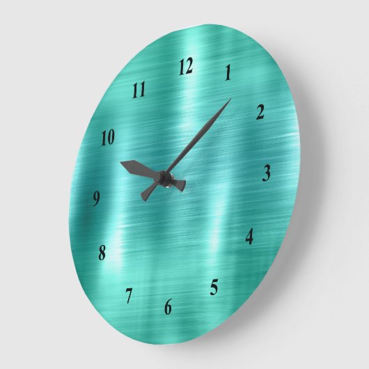 モダンティール(緑がかった色)フェイク金属 ラージ壁時計 (傾斜)