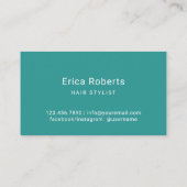 モダンティール(緑がかった色)フェザー&金ゴールドシザーヘアサロン 名刺 (裏面)