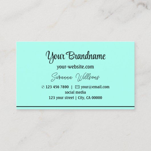 モダンティール(緑がかった色)ブラックストライププロフェッショナル 名刺 (裏面)