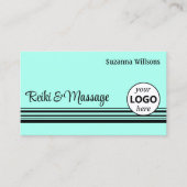 モダンティール(緑がかった色)ブラックストライププロフェッショナル 名刺 (正面)