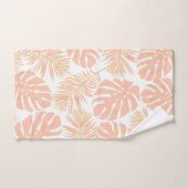 モダンティール(緑がかった色)ブルーとピーチの熱帯離れ バスタオルセット (ハンドタオル)