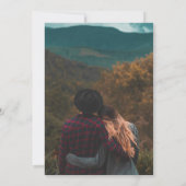 モダンティール（緑がかった色）ブルーアーチフォト招待状 招待状 (裏面)