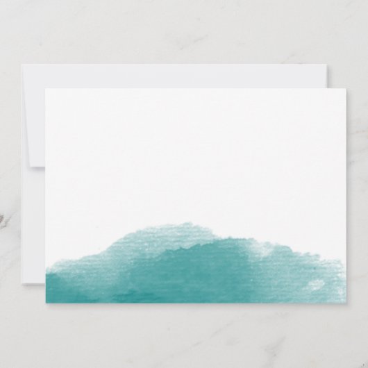 モダンティール(緑がかった色)ブルーウォーター色のスクリプトブリデスメイドカード 招待状 (裏面)
